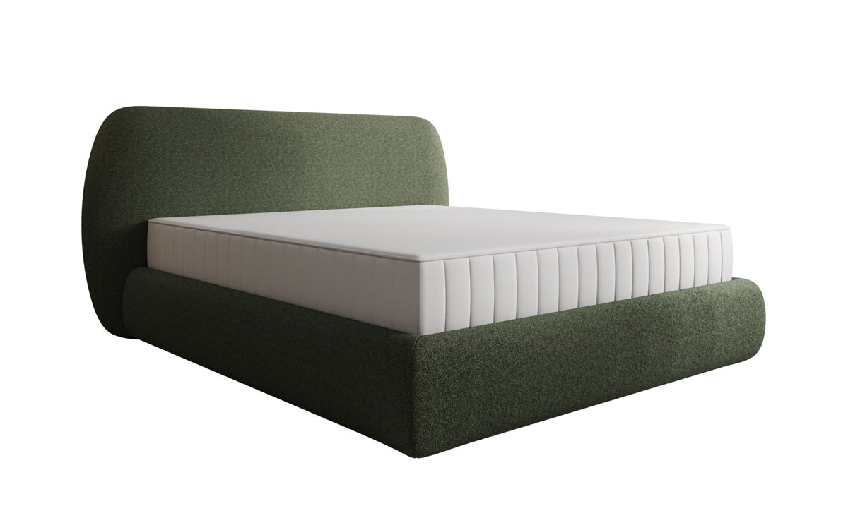 Designer gestoffeerd bed Nella in Teddystof Bouclé met opbergruimte
