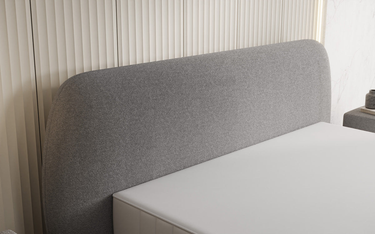 Designer gestoffeerd bed Nella in Teddystof Bouclé met opbergruimte