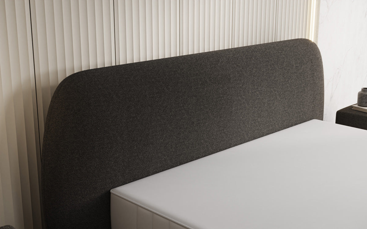 Designer gestoffeerd bed Nella in Teddystof Bouclé met opbergruimte