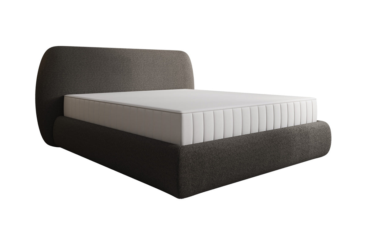 Designer gestoffeerd bed Nella in Teddystof Bouclé met opbergruimte
