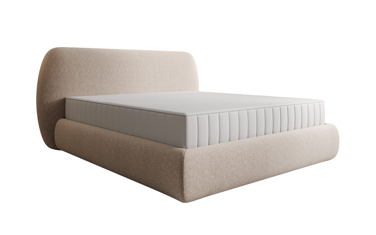 Designer gestoffeerd bed Nella in structuurstof met opbergruimte