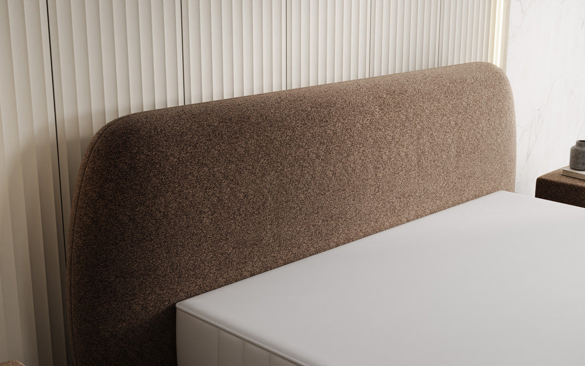 Designer gestoffeerd bed Nella in structuurstof met opbergruimte