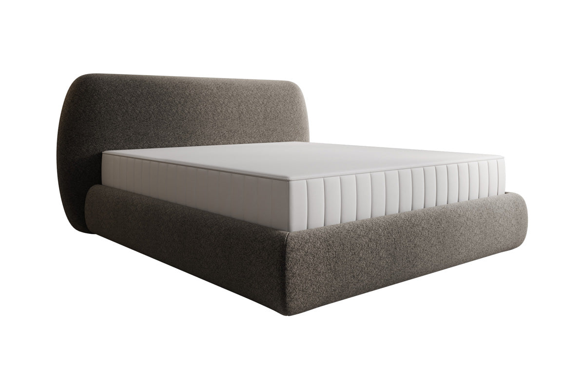 Designer gestoffeerd bed Nella in structuurstof met opbergruimte