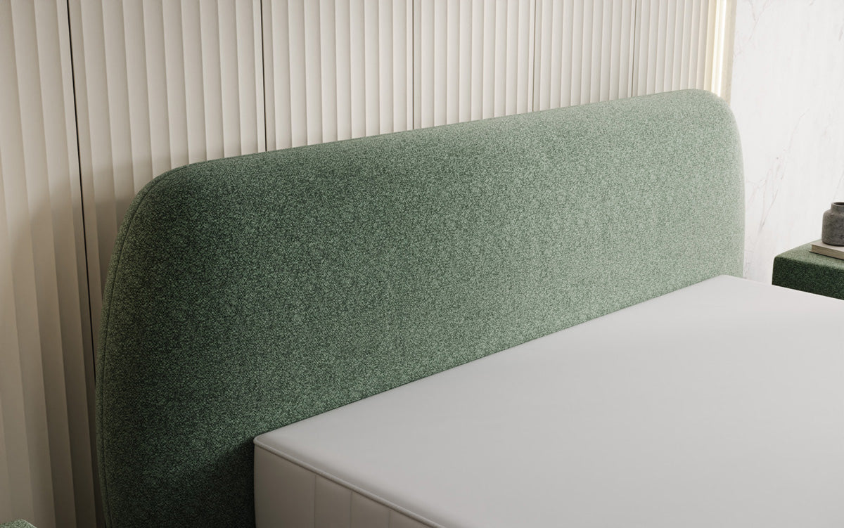 Designer gestoffeerd bed Nella in structuurstof met opbergruimte