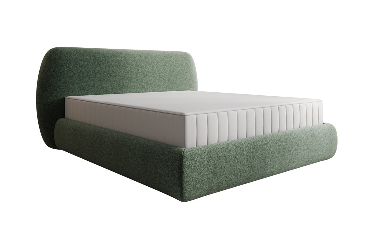 Designer gestoffeerd bed Nella in structuurstof met opbergruimte