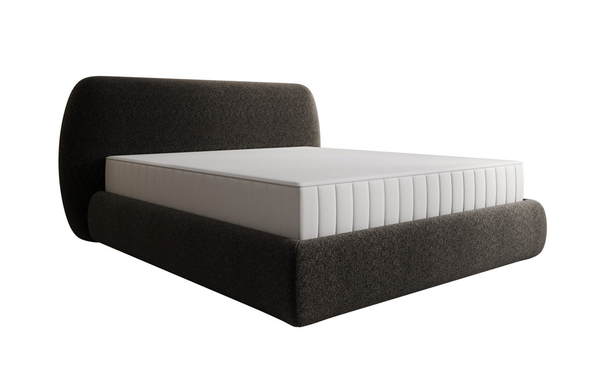 Designer gestoffeerd bed Nella in structuurstof met opbergruimte