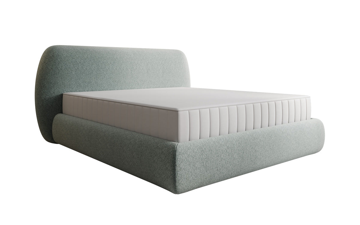 Designer gestoffeerd bed Nella in structuurstof met opbergruimte