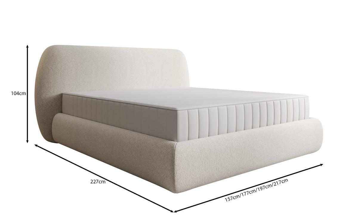 Designer gestoffeerd bed Nella in structuurstof met opbergruimte