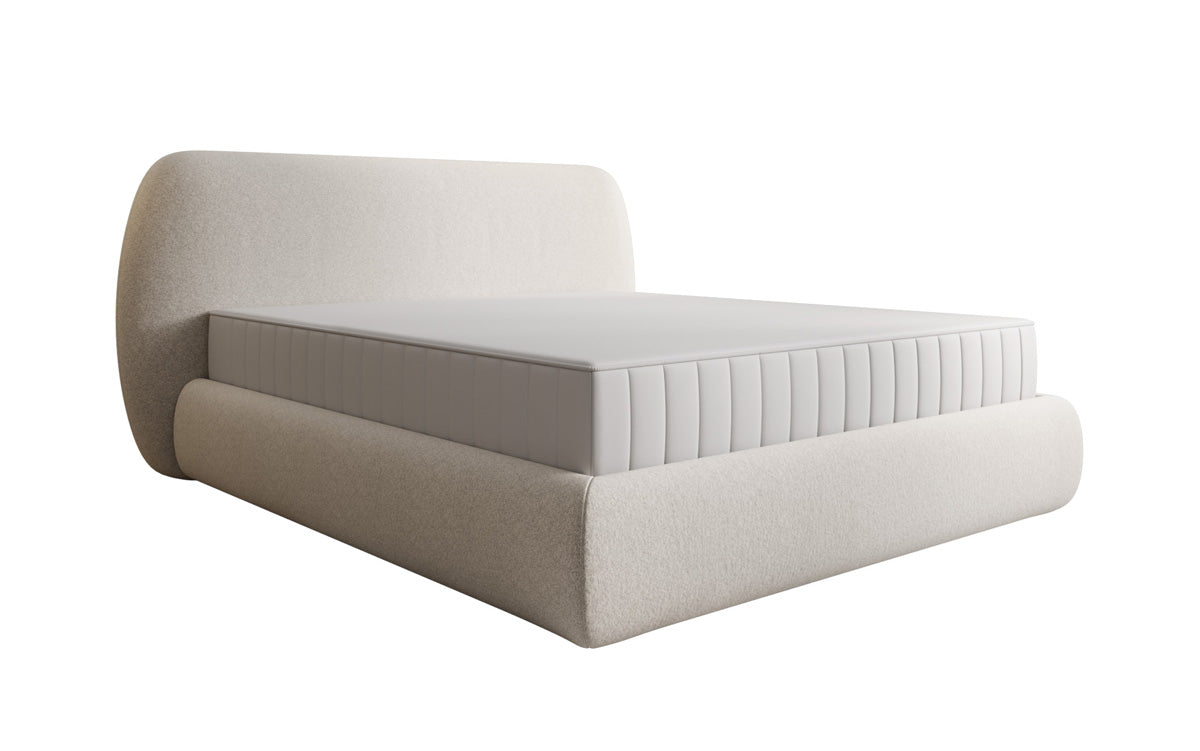 Designer gestoffeerd bed Nella in structuurstof met opbergruimte