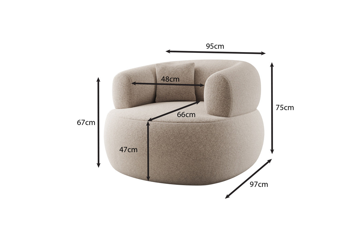Designer-sofa-fauteuil Bao in structuurstof - 360°-draaifunctie