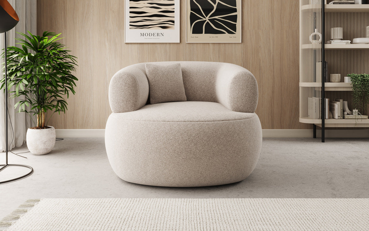 Designer-sofa-fauteuil Bao in structuurstof - 360°-draaifunctie