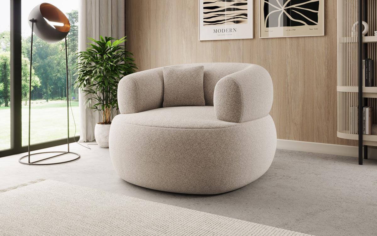 Designer-sofa-fauteuil Bao in structuurstof - 360°-draaifunctie