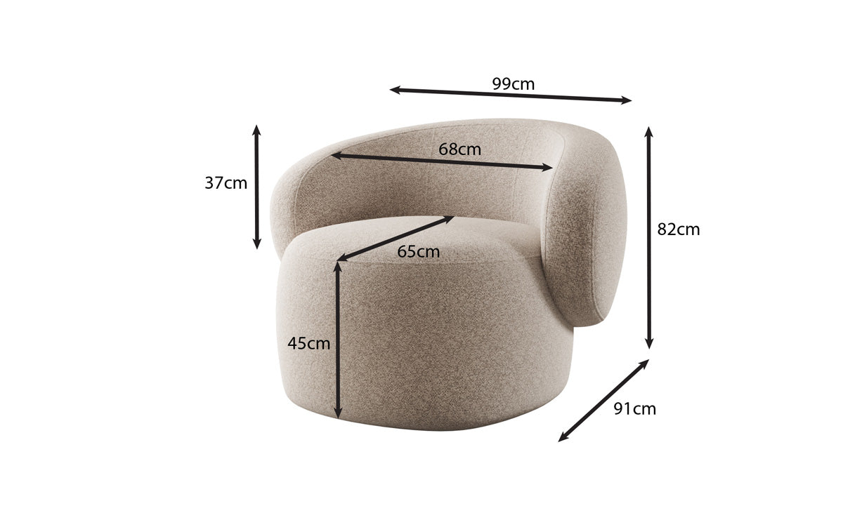 Designer bankfauteuil Kai in structuurstof - 360°-draaifunctie