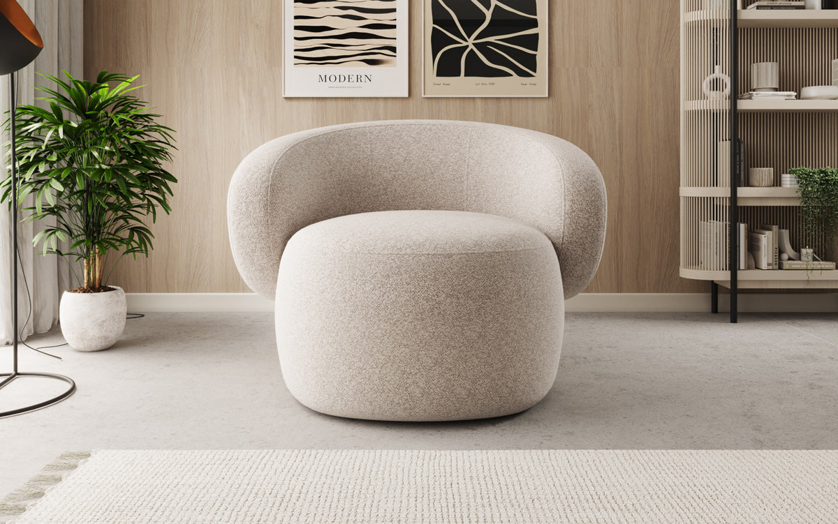 Designer bankfauteuil Kai in structuurstof - 360°-draaifunctie