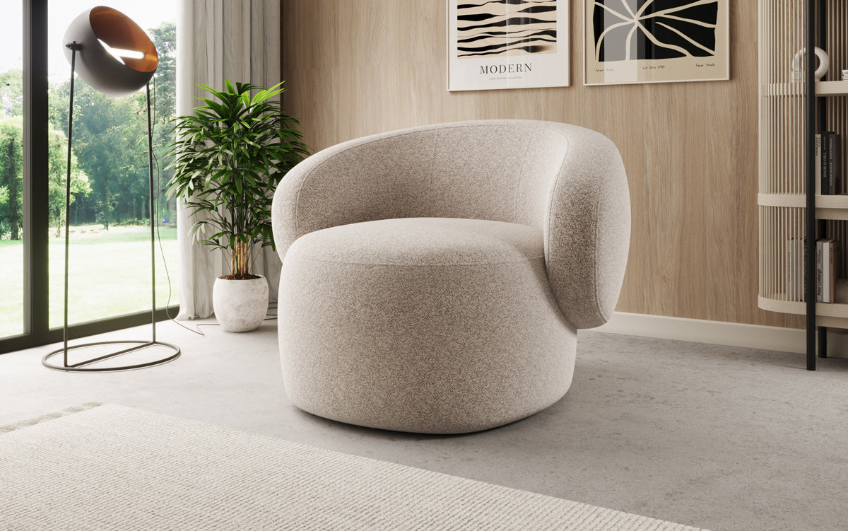 Designer bankfauteuil Kai in structuurstof - 360°-draaifunctie