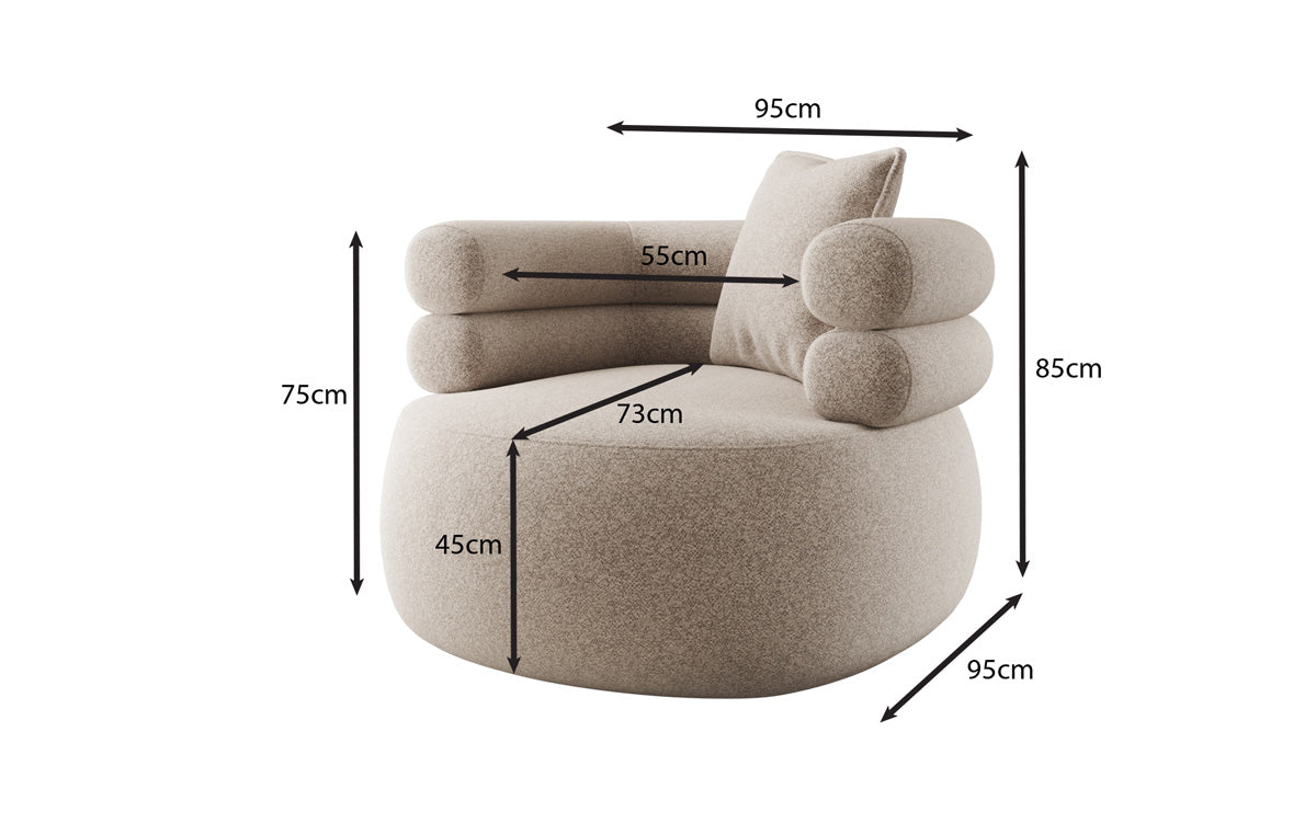 Designer-sofa-fauteuil Lio in structuurstof - 360°-draaifunctie