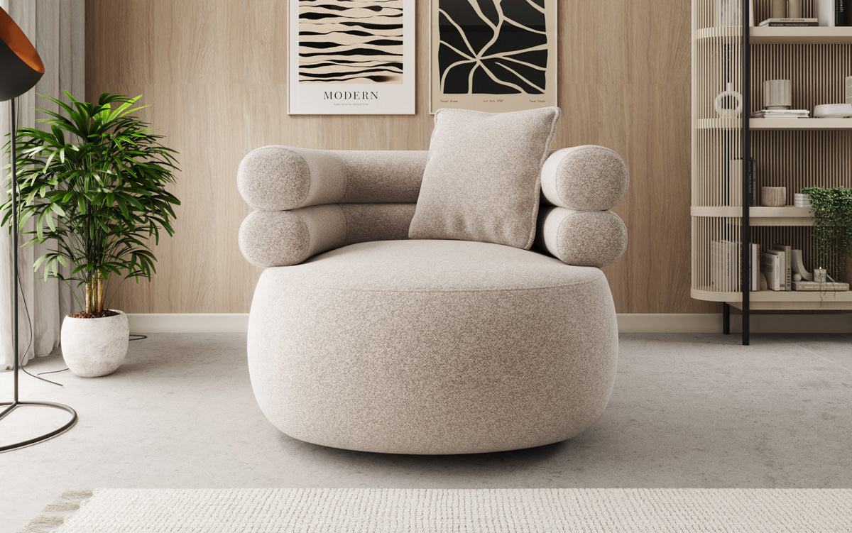 Designer-sofa-fauteuil Lio in structuurstof - 360°-draaifunctie