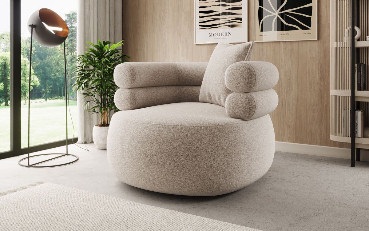 Designer-sofa-fauteuil Lio in structuurstof - 360°-draaifunctie