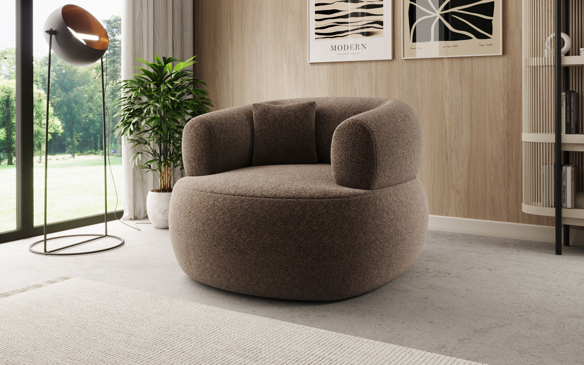 Designer-sofa-fauteuil Bao in structuurstof - 360°-draaifunctie