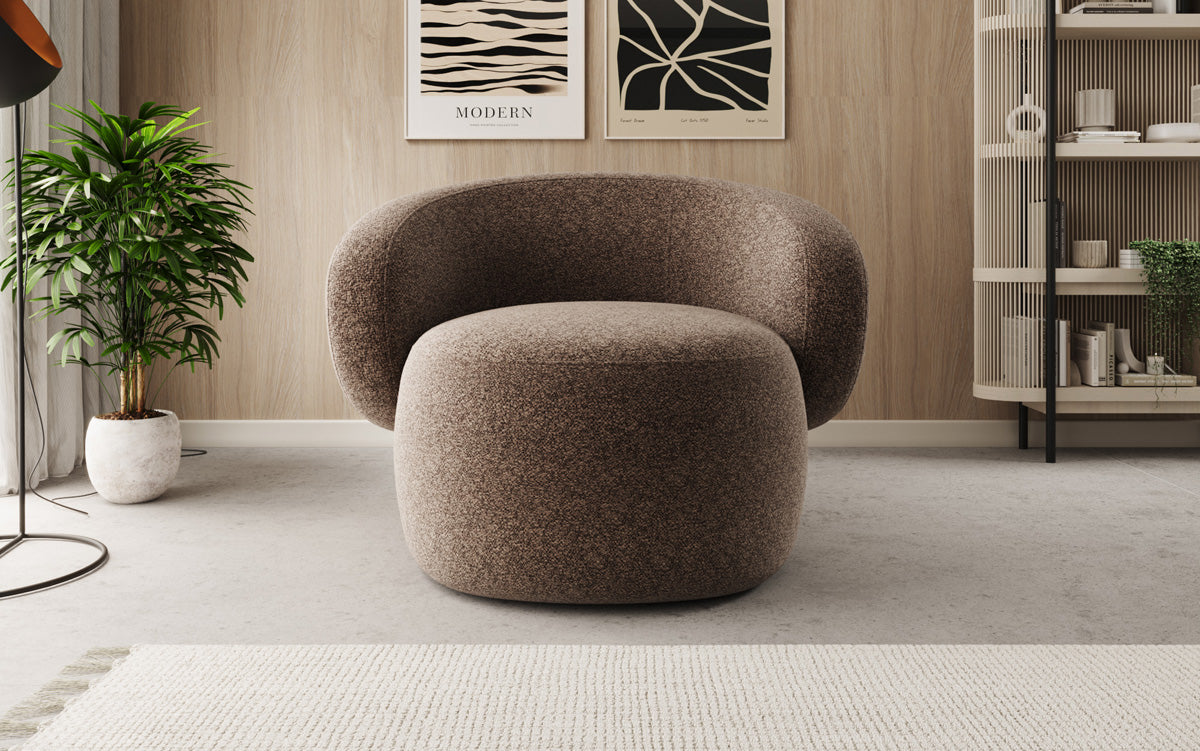 Designer bankfauteuil Kai in structuurstof - 360°-draaifunctie