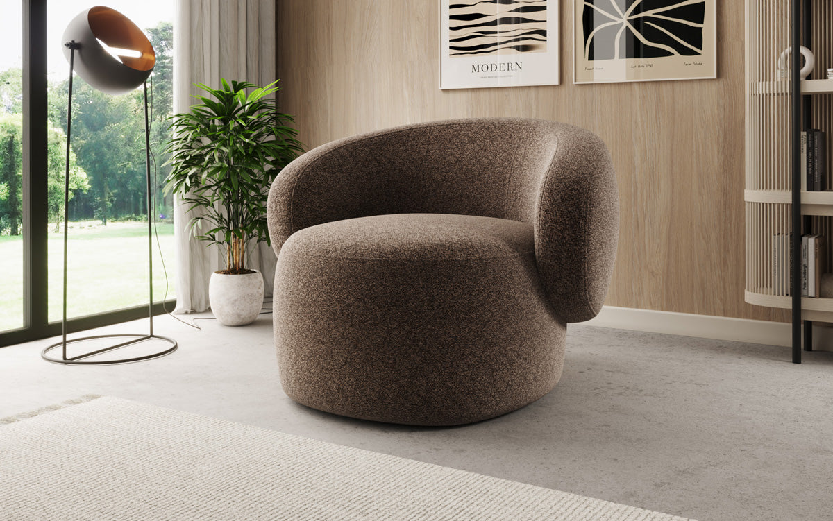 Designer bankfauteuil Kai in structuurstof - 360°-draaifunctie