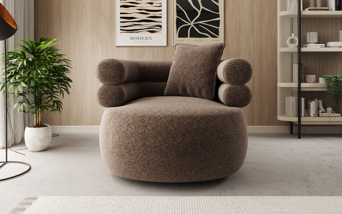 Designer-sofa-fauteuil Lio in structuurstof - 360°-draaifunctie