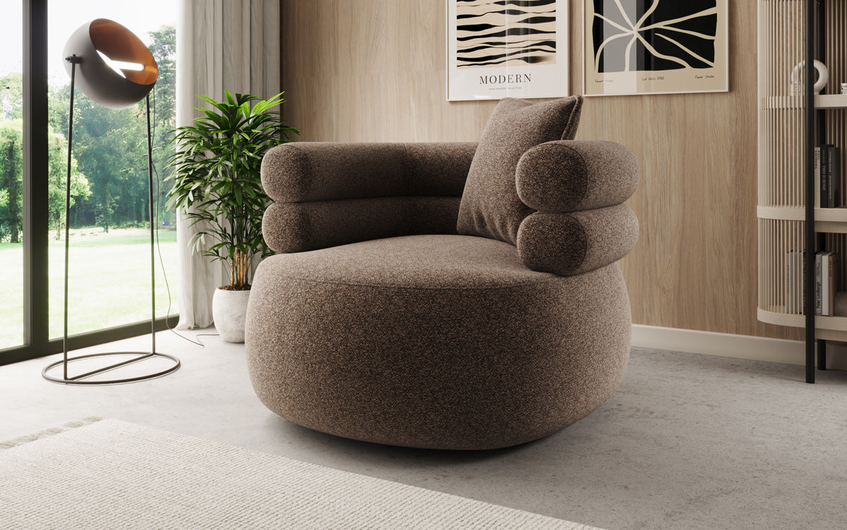 Designer-sofa-fauteuil Lio in structuurstof - 360°-draaifunctie