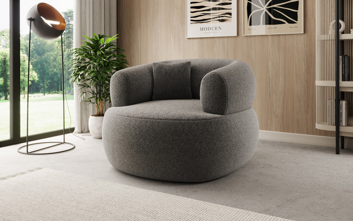 Designer-sofa-fauteuil Bao in structuurstof - 360°-draaifunctie