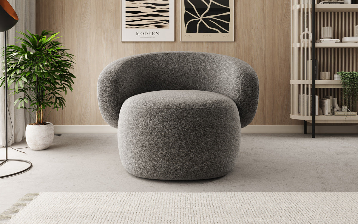 Designer bankfauteuil Kai in structuurstof - 360°-draaifunctie