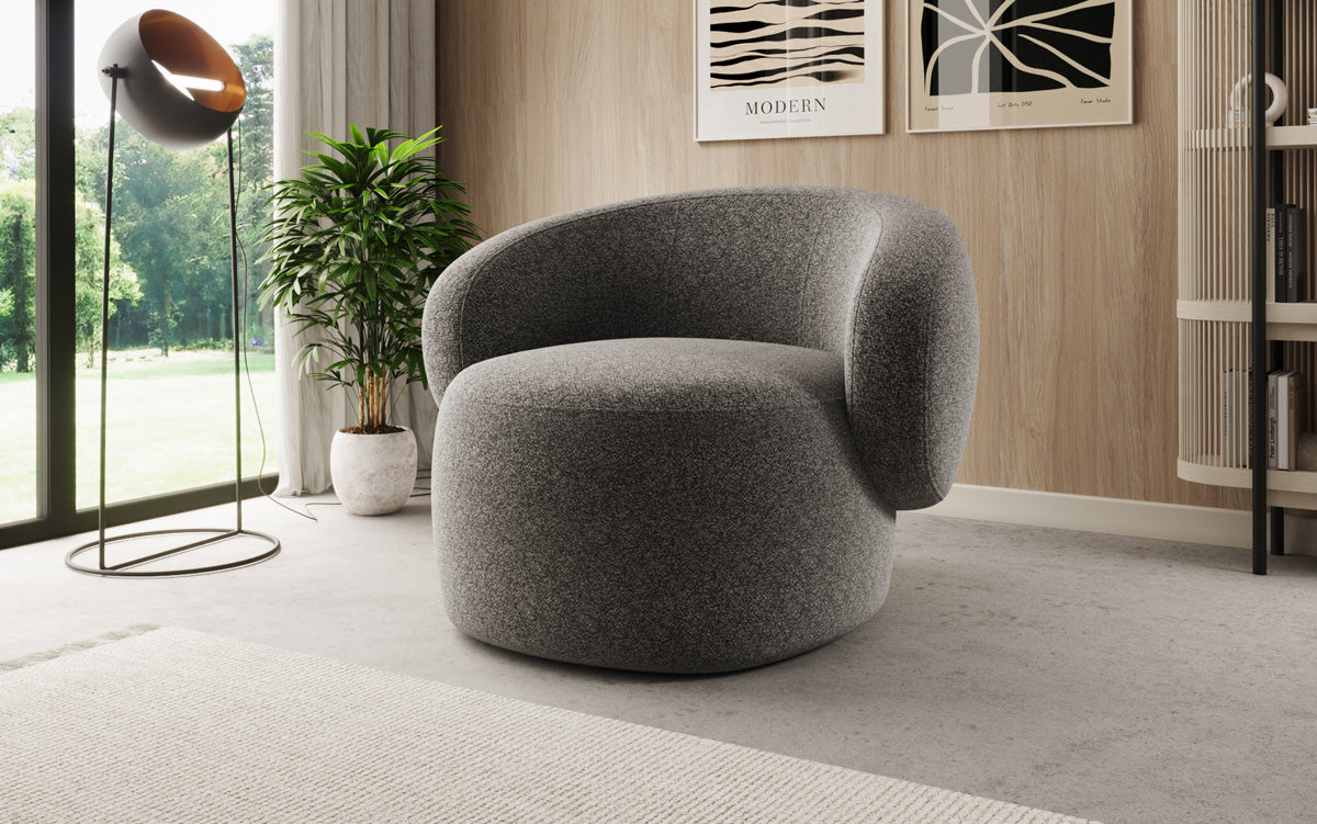 Designer bankfauteuil Kai in structuurstof - 360°-draaifunctie
