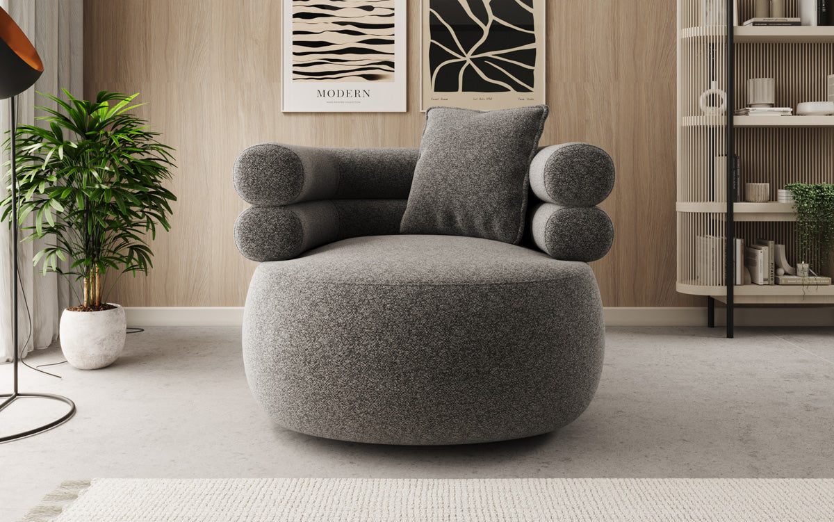 Designer-sofa-fauteuil Lio in structuurstof - 360°-draaifunctie