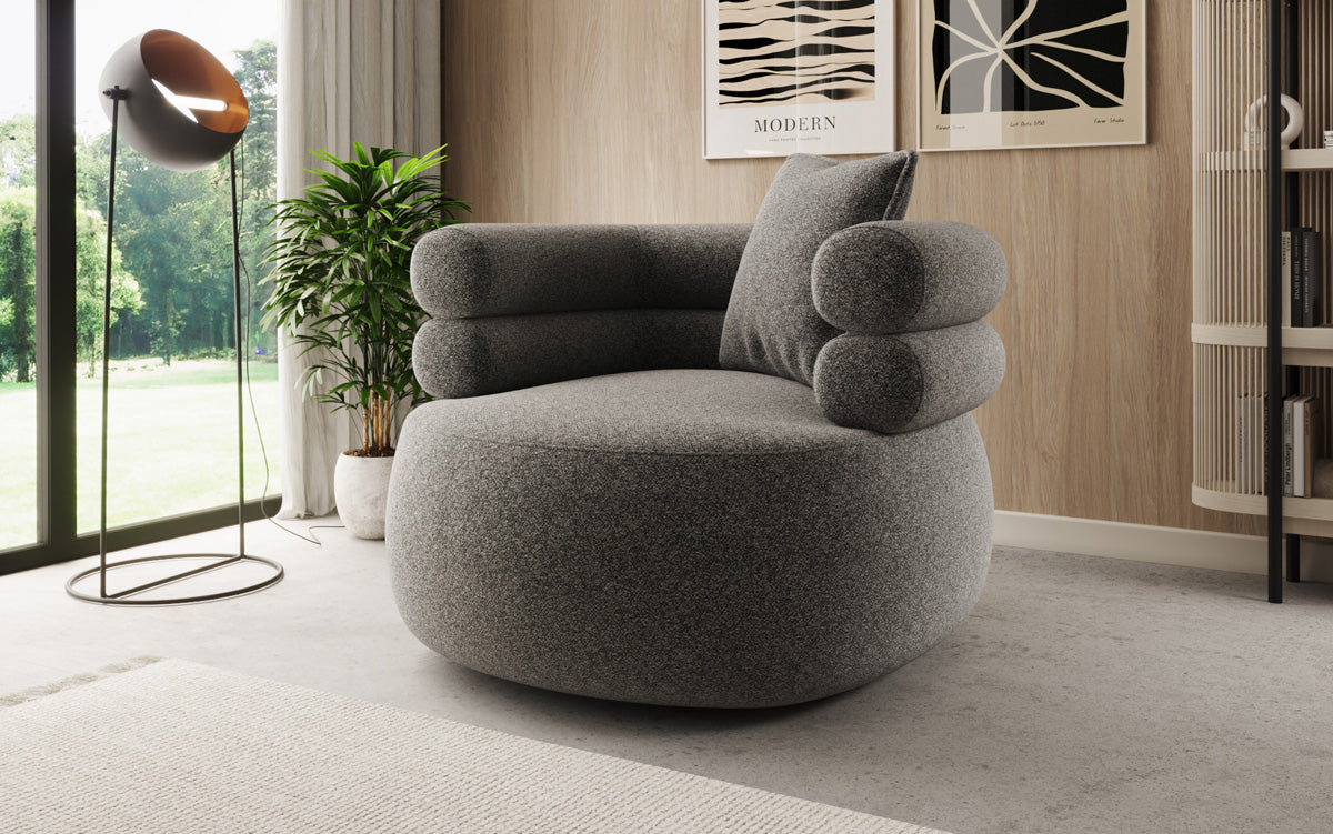 Designer-sofa-fauteuil Lio in structuurstof - 360°-draaifunctie