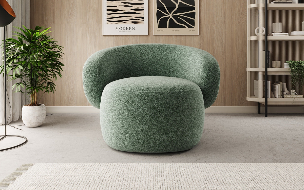 Designer bankfauteuil Kai in structuurstof - 360°-draaifunctie