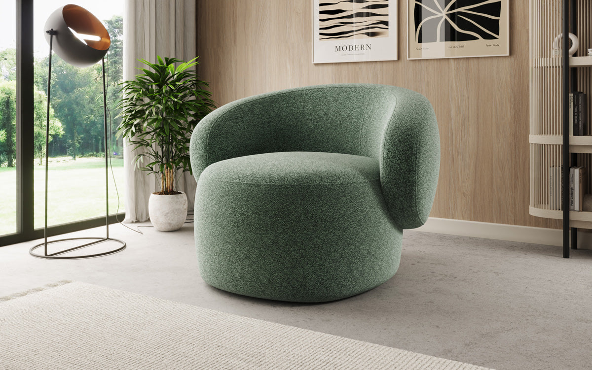 Designer bankfauteuil Kai in structuurstof - 360°-draaifunctie