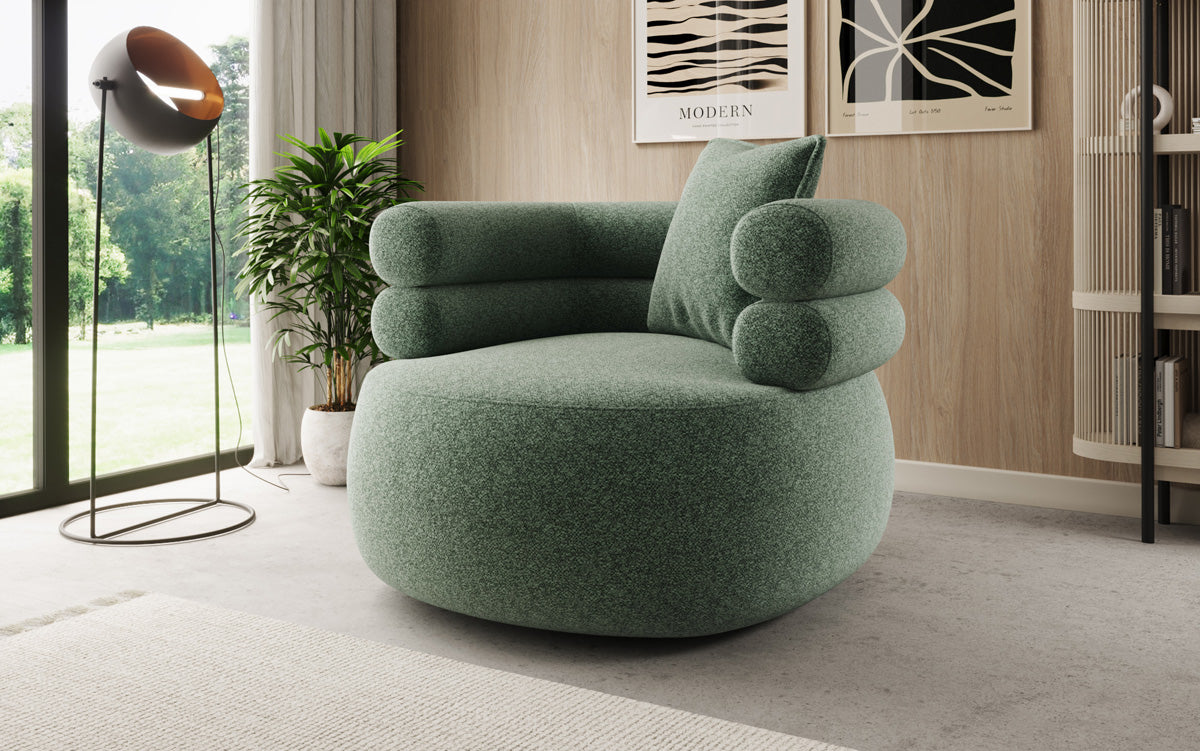 Designer-sofa-fauteuil Lio in structuurstof - 360°-draaifunctie