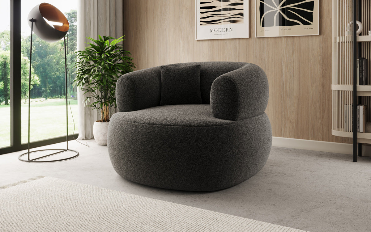 Designer-sofa-fauteuil Bao in structuurstof - 360°-draaifunctie