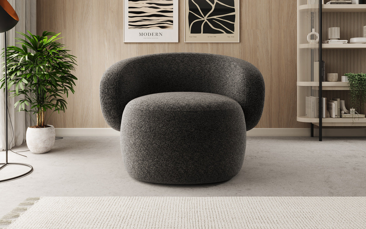 Designer bankfauteuil Kai in structuurstof - 360°-draaifunctie