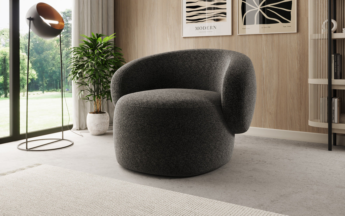 Designer bankfauteuil Kai in structuurstof - 360°-draaifunctie