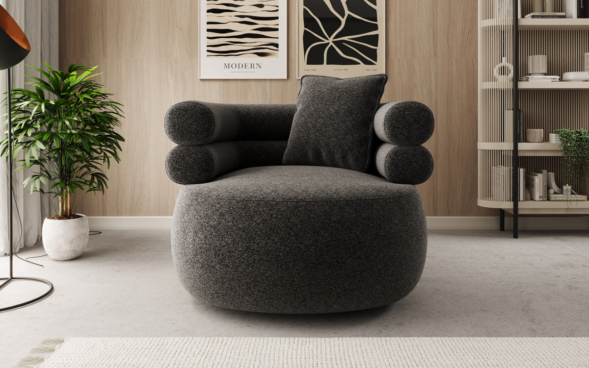 Designer-sofa-fauteuil Lio in structuurstof - 360°-draaifunctie