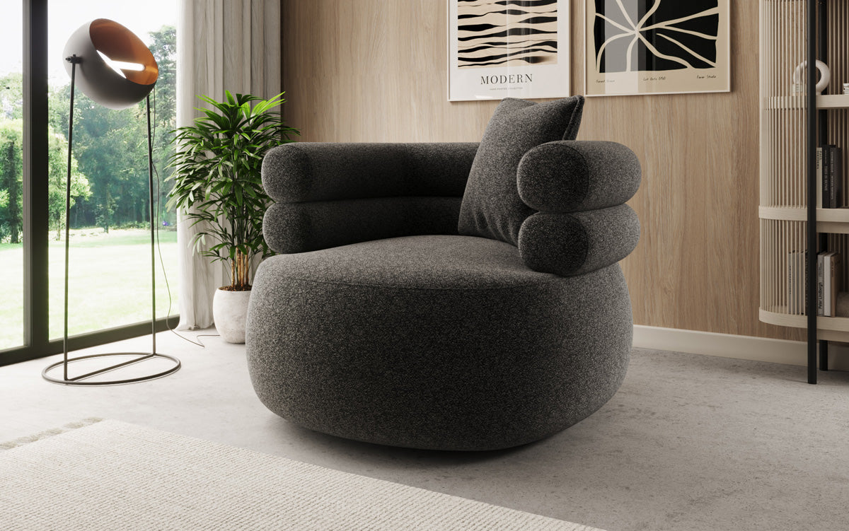 Designer-sofa-fauteuil Lio in structuurstof - 360°-draaifunctie