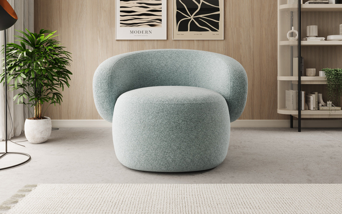 Designer bankfauteuil Kai in structuurstof - 360°-draaifunctie