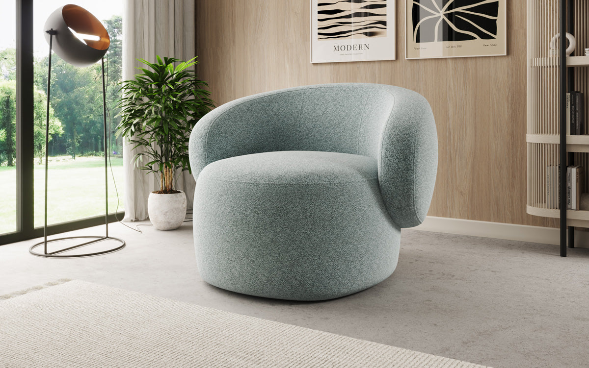Designer bankfauteuil Kai in structuurstof - 360°-draaifunctie