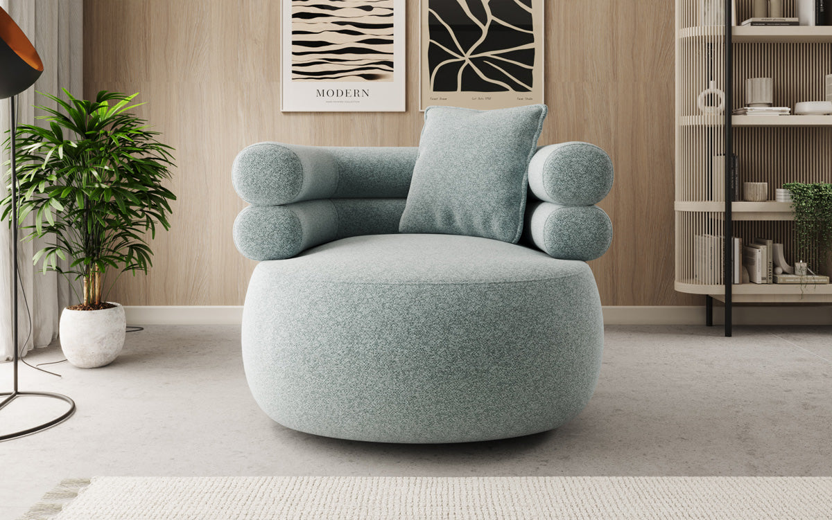 Designer-sofa-fauteuil Lio in structuurstof - 360°-draaifunctie