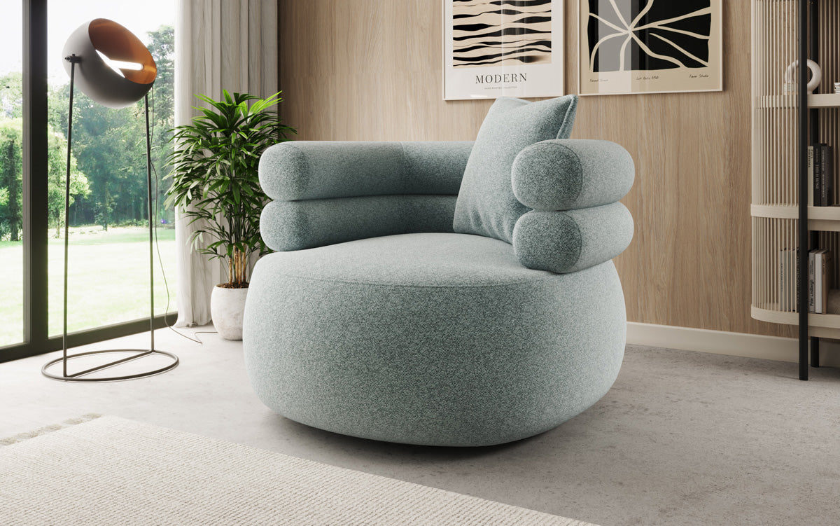 Designer-sofa-fauteuil Lio in structuurstof - 360°-draaifunctie