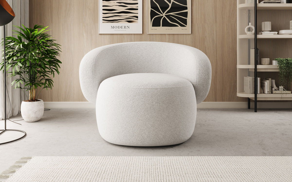 Designer bankfauteuil Kai in structuurstof - 360°-draaifunctie