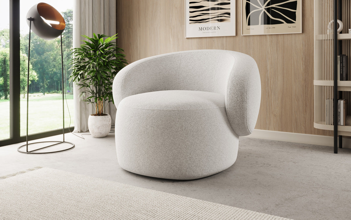 Designer bankfauteuil Kai in structuurstof - 360°-draaifunctie