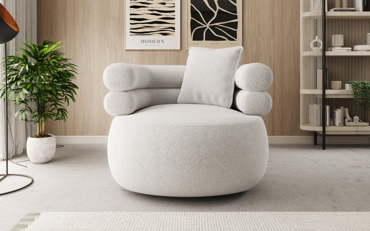 Designer-sofa-fauteuil Lio in structuurstof - 360°-draaifunctie