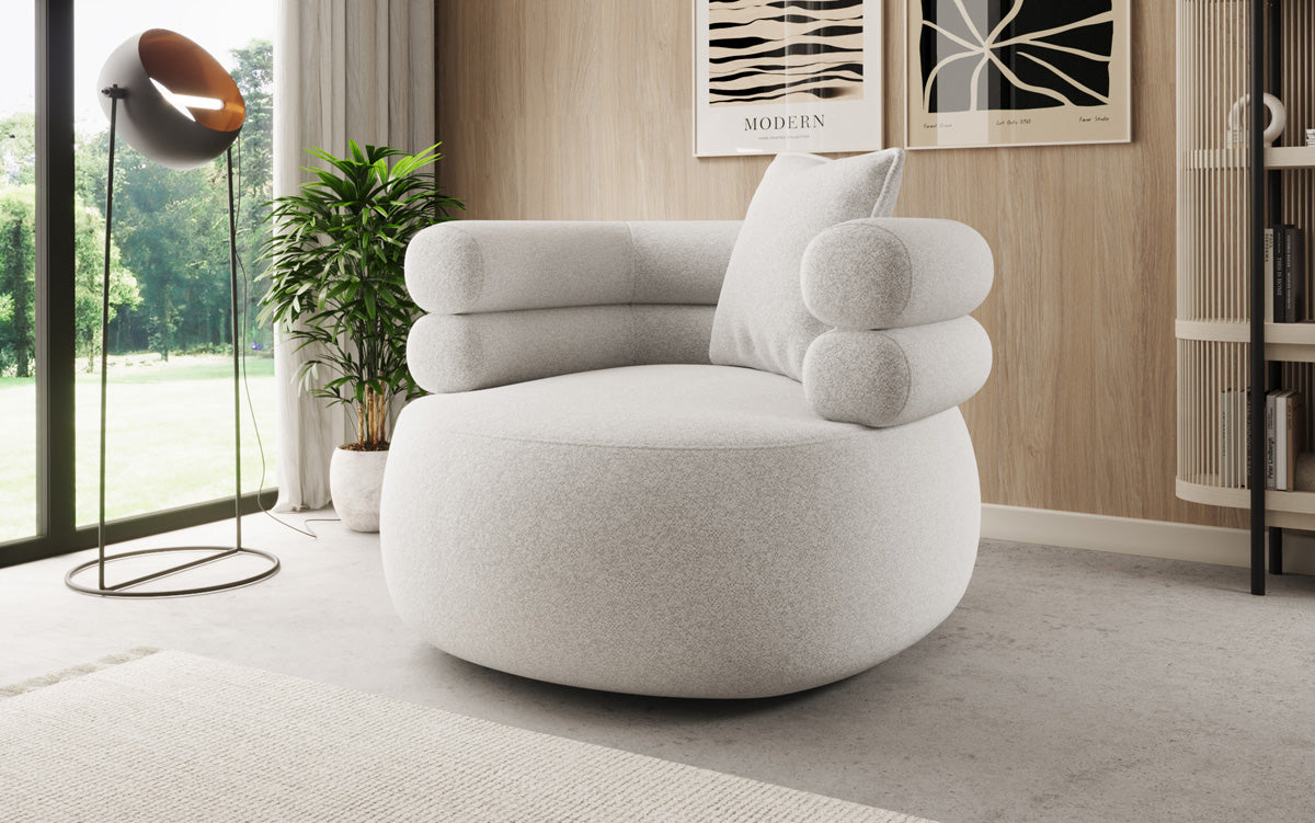Designer-sofa-fauteuil Lio in structuurstof - 360°-draaifunctie