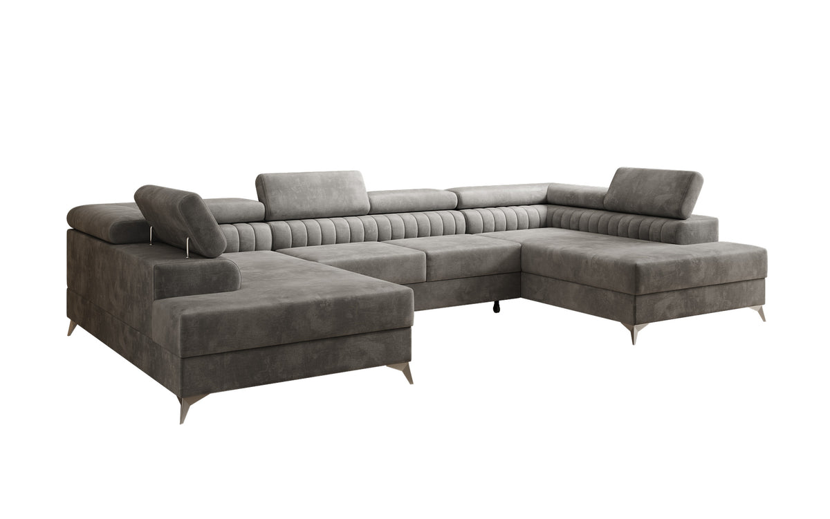 Designerbank Aurea U met slaap- en klapfunctie in Fluweel