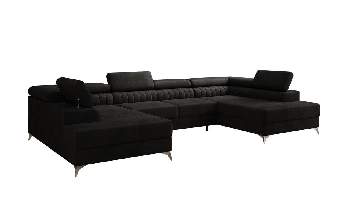 Designerbank Aurea U met slaap- en klapfunctie in Fluweel